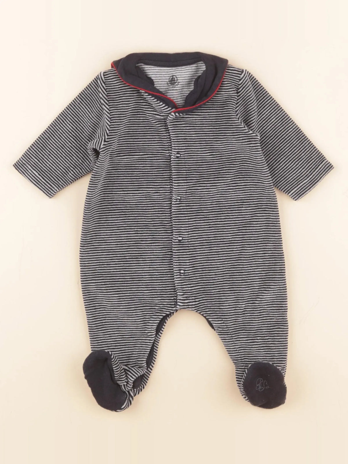 Petit Bateau - pyjama velours bleu - 3 mois