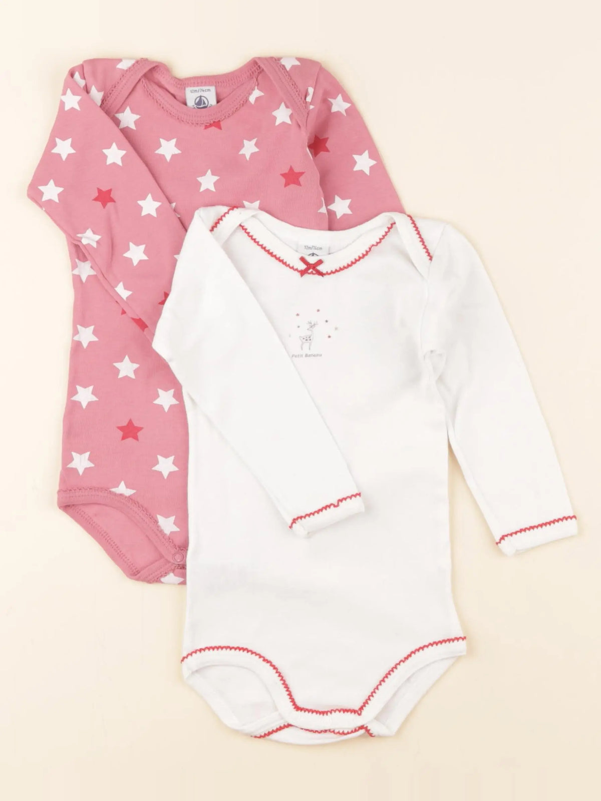 Petit Bateau - lot de 2 bodies en coton multicolore - 12 mois