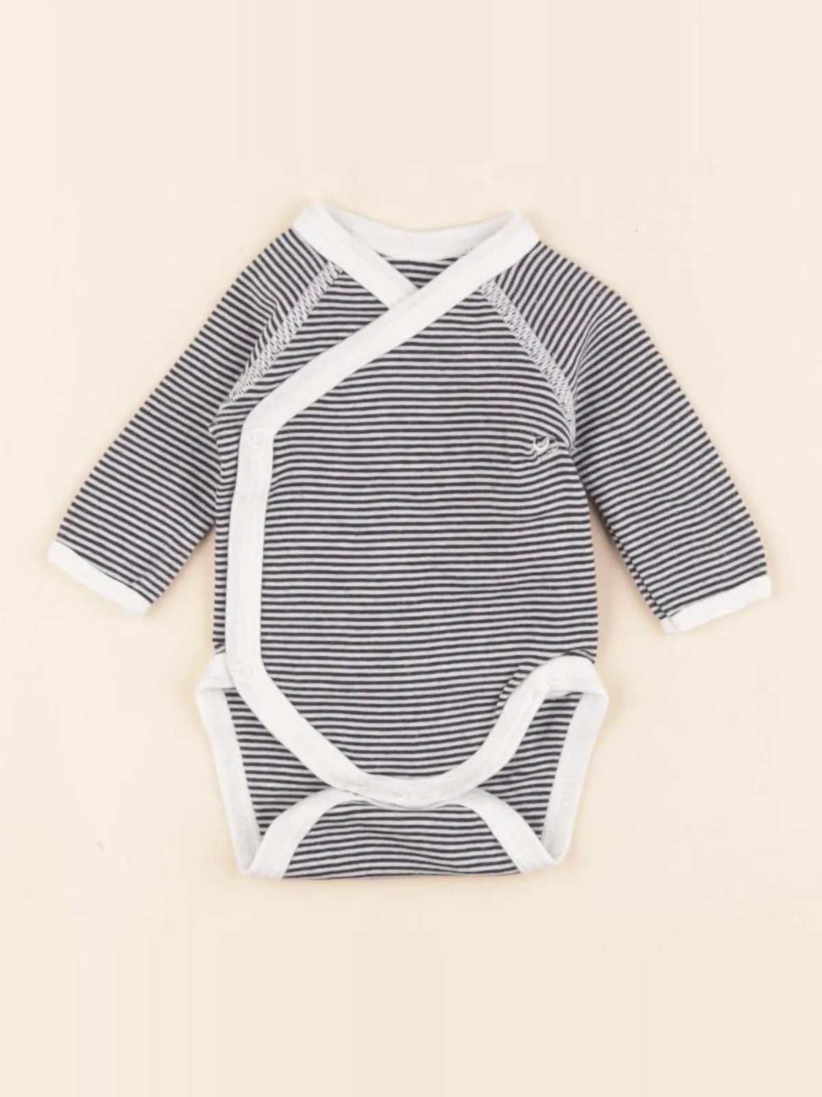 Petit Bateau - body blanc, bleu - 0 mois