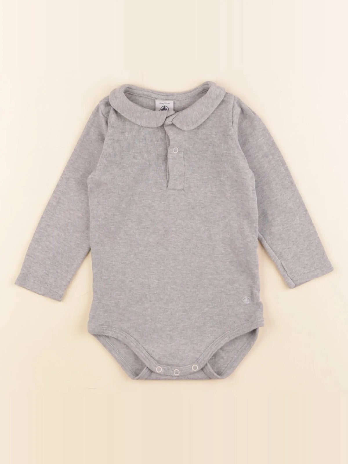 Petit Bateau - body à col gris - 18 mois