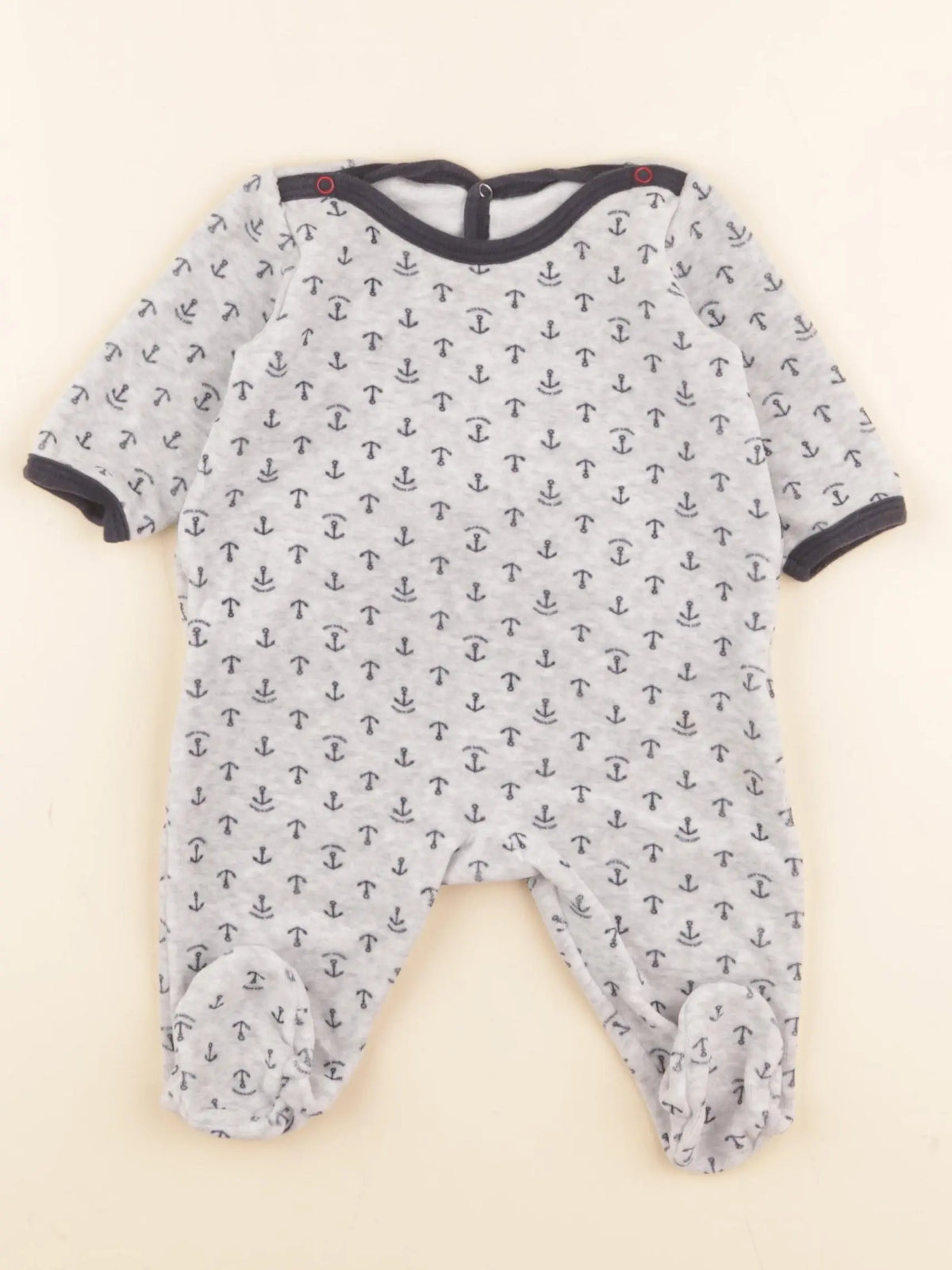 Petit Bateau - pyjama velours gris - 3 mois