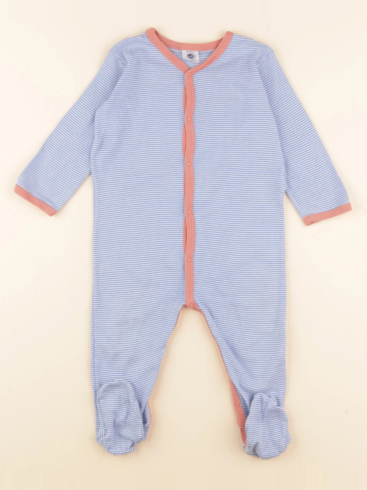 Petit Bateau - pyjama coton blanc, bleu - 18 mois