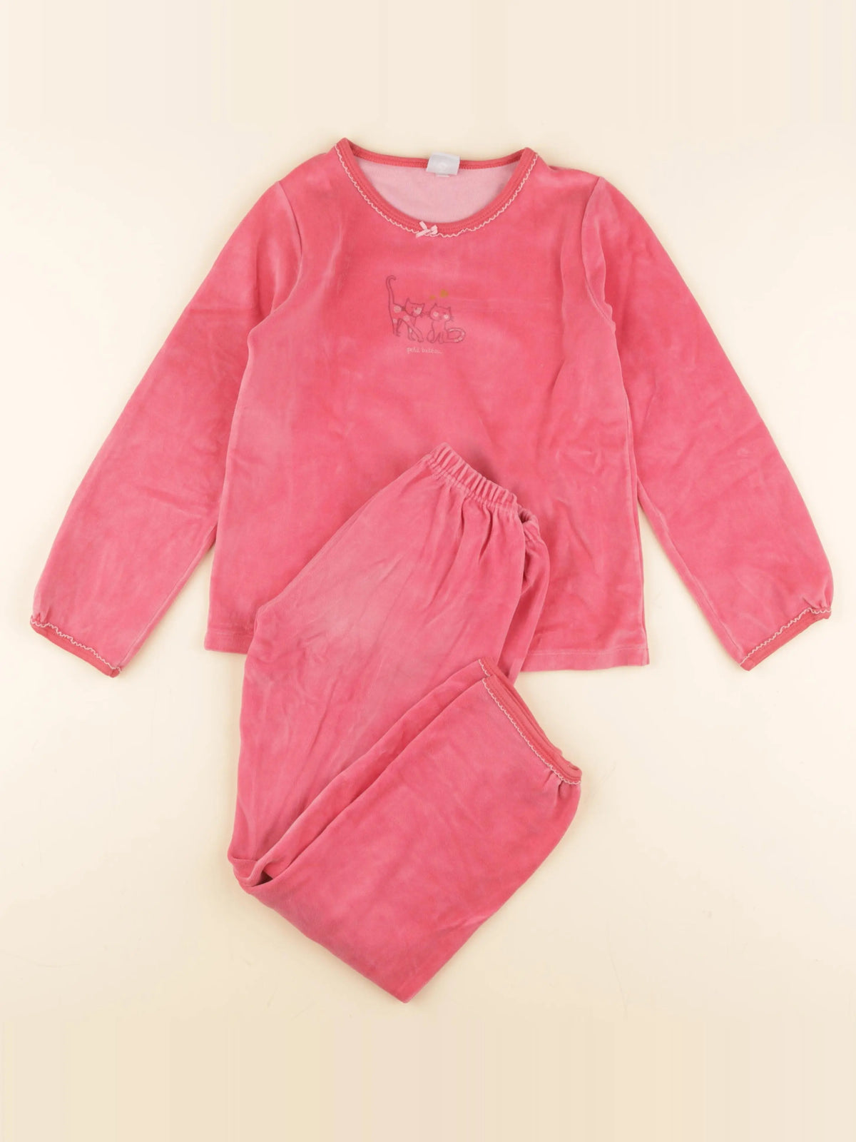 Petit Bateau - pyjama velours rose - 8 ans
