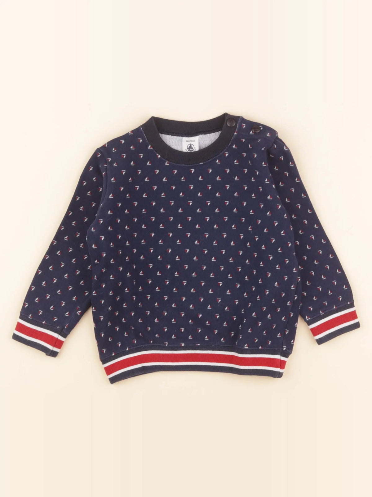 Petit Bateau - sweat bleu - 24 mois