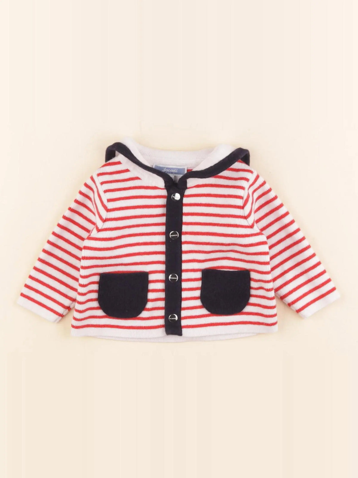 Jacadi - gilet blanc, rouge - 3 mois