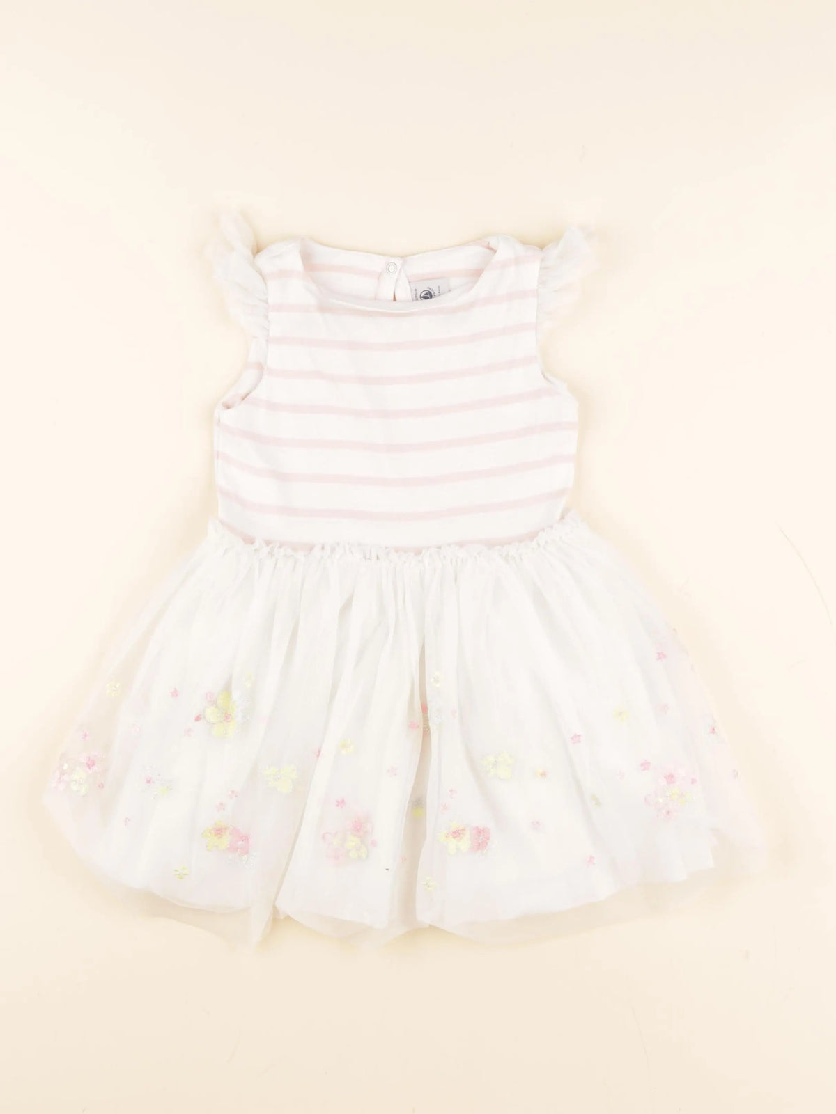 Petit Bateau - robe blanc, rose - 3 ans