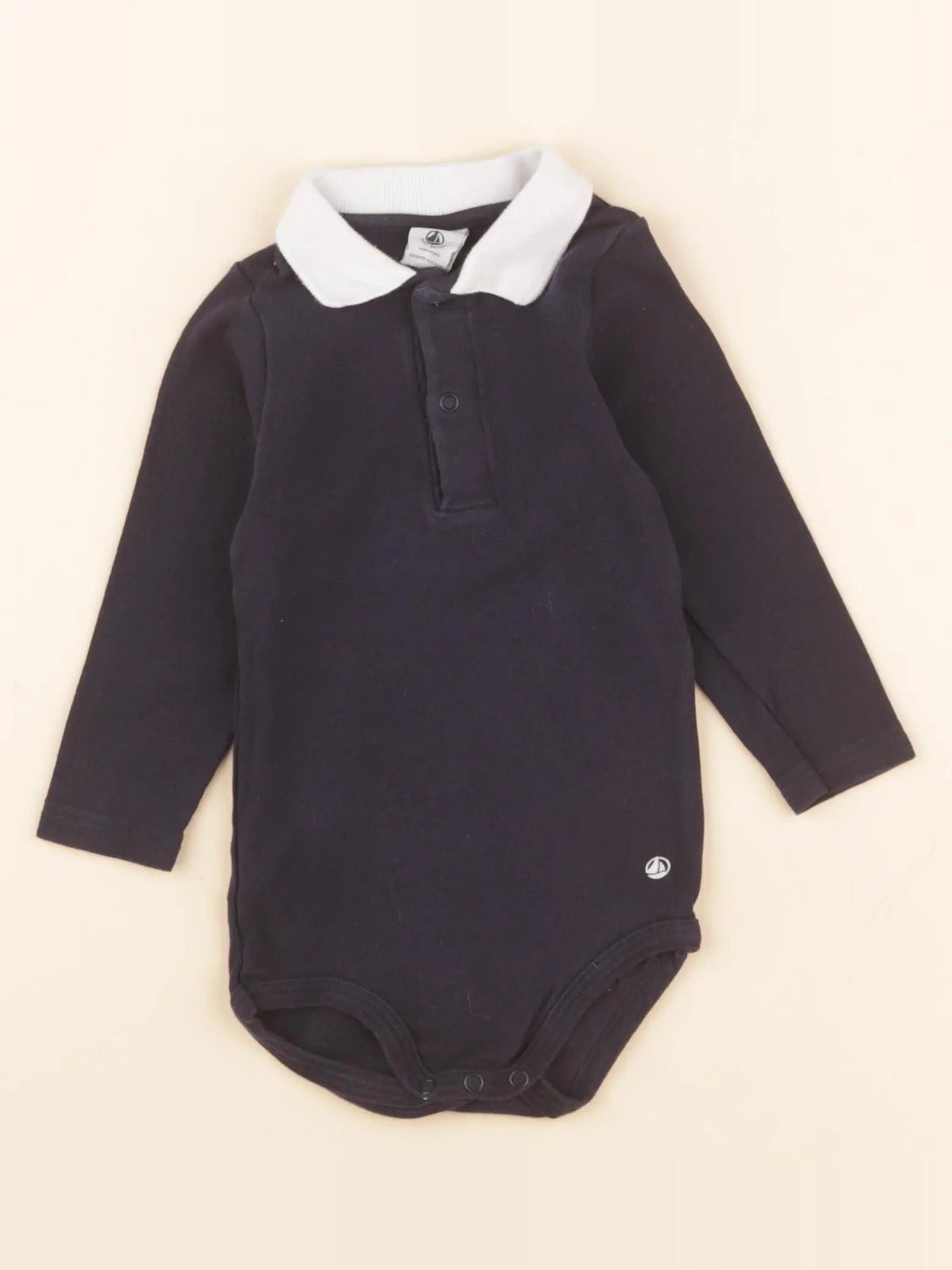 Petit Bateau - body à col bleu - 12 mois