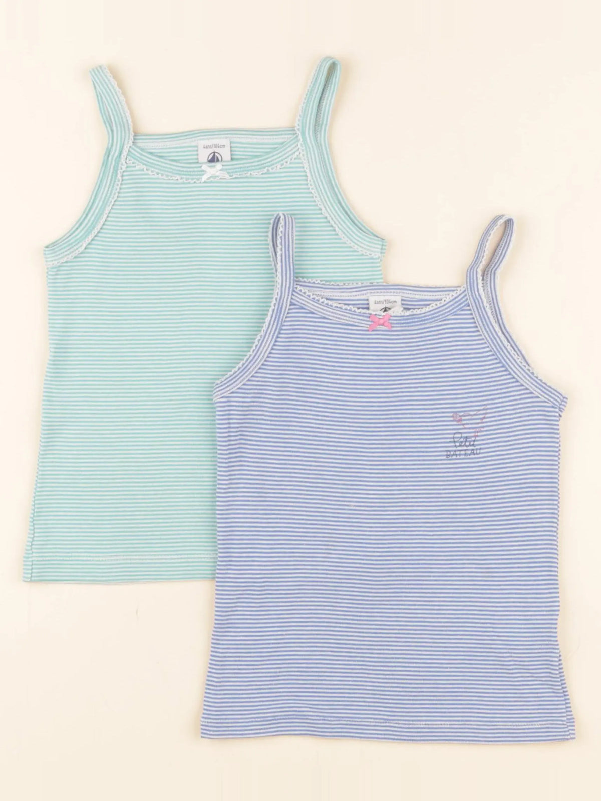 Petit Bateau - lot de 2 maillots de corps bleu, vert - 4 ans