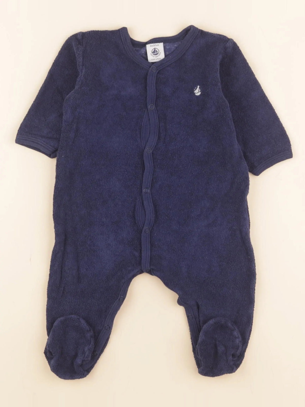 Petit Bateau - pyjama velours bleu - 12 mois