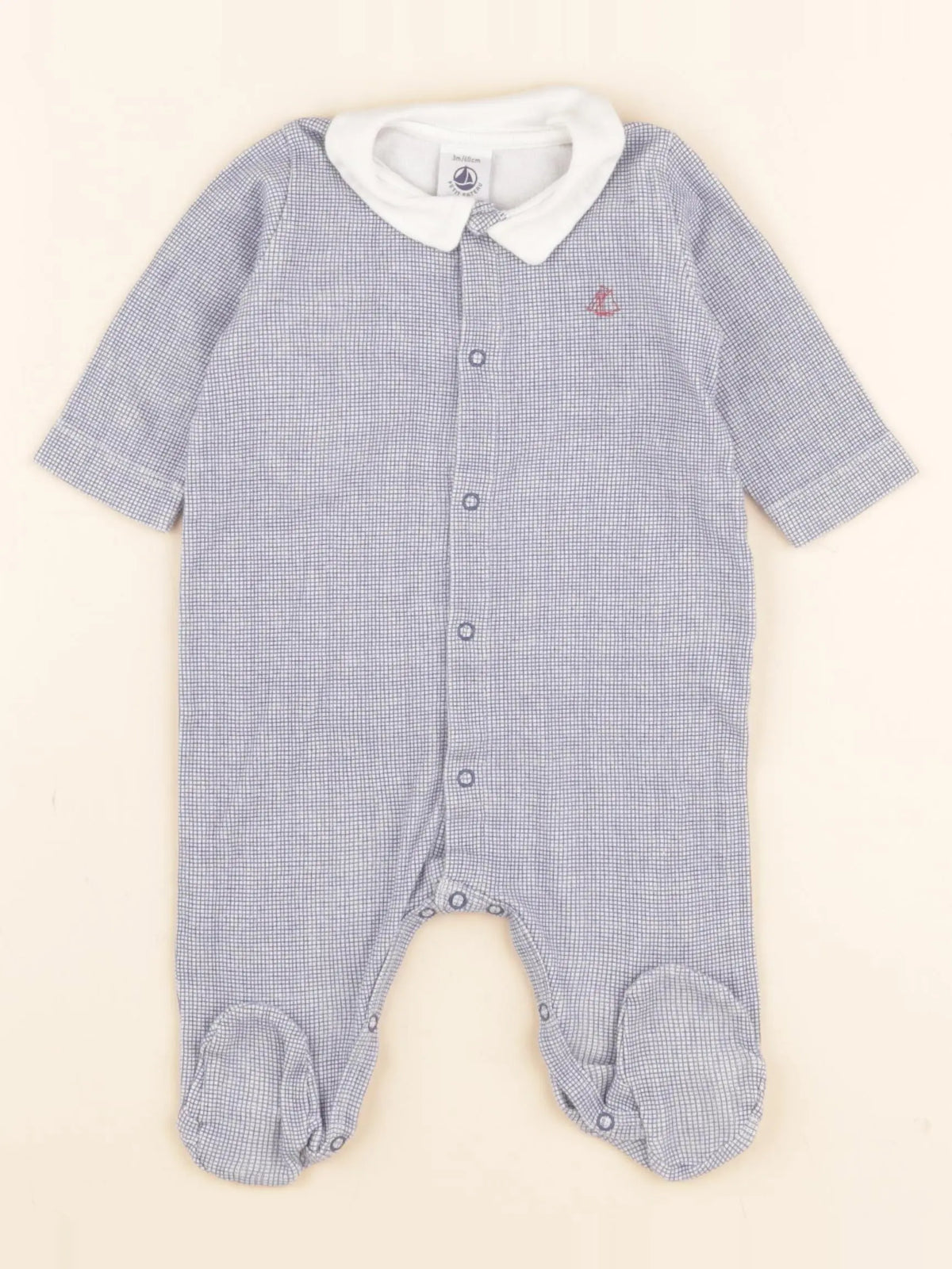 Petit Bateau - pyjama coton bleu - 3 mois