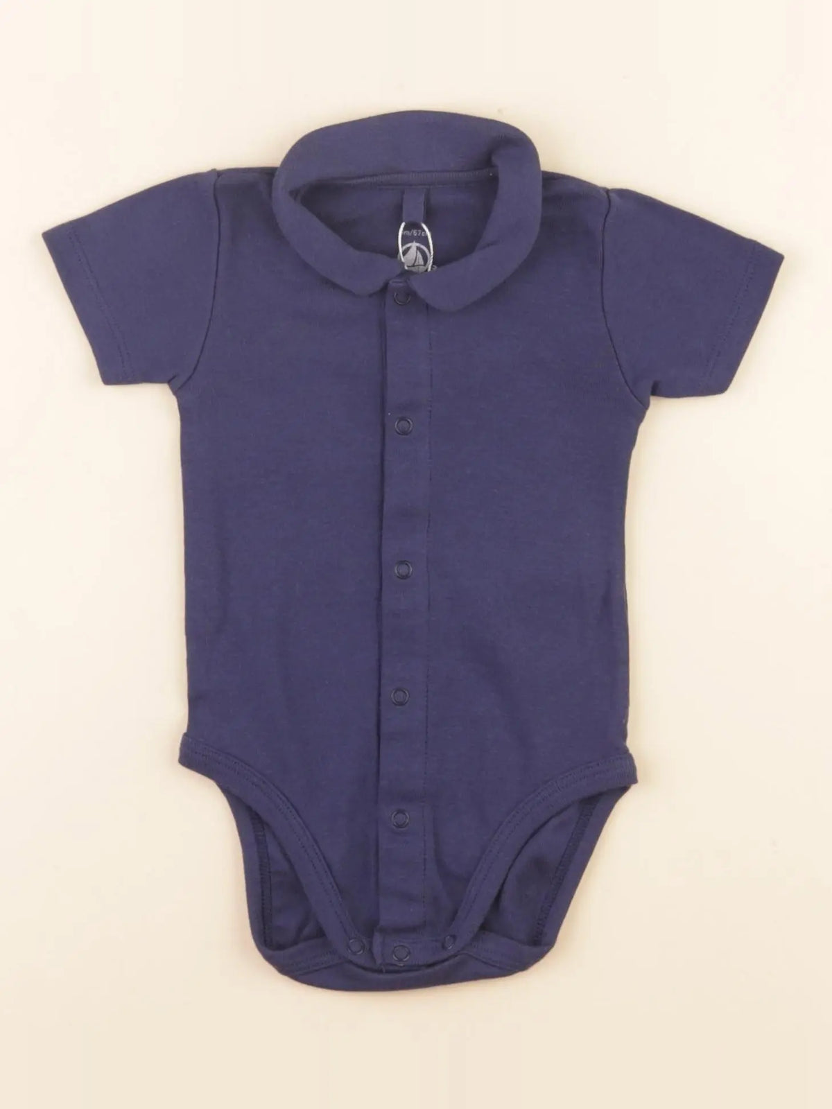 Petit Bateau - body à col bleu - 6 mois