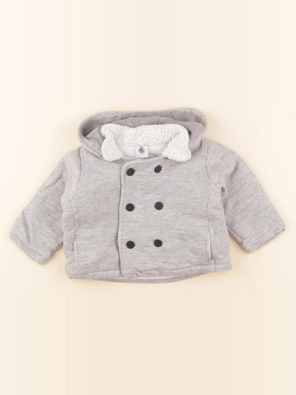 Petit Bateau - veste doublé gris - 12 mois
