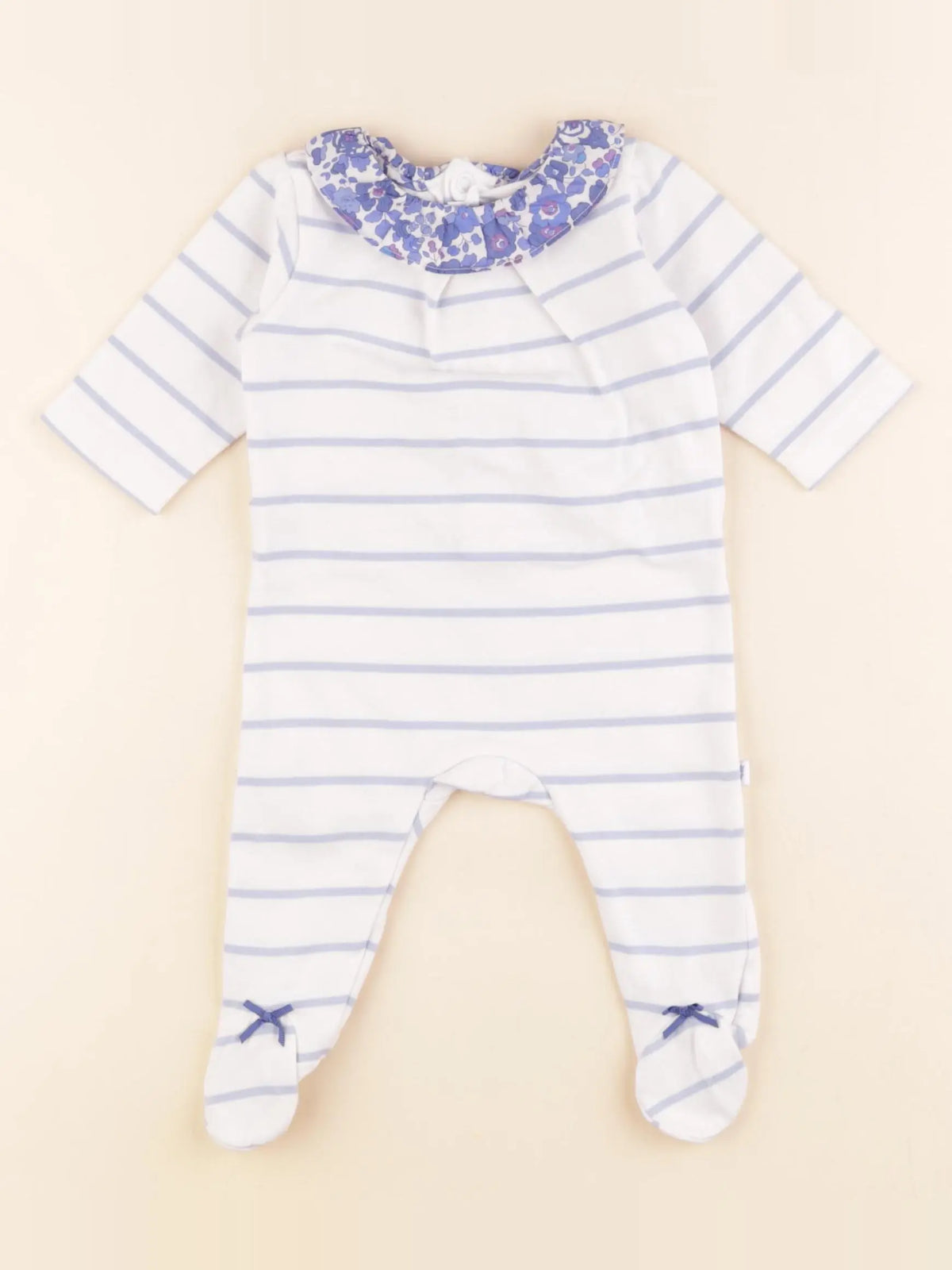 Jacadi - pyjama liberty coton blanc, bleu - 3 mois