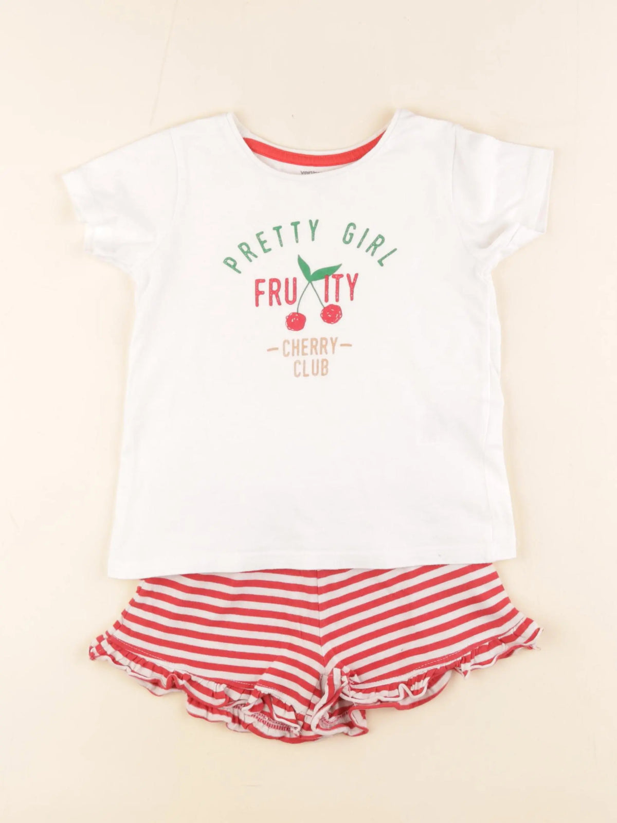 Vertbaudet - pyjama coton blanc, rouge - 4 ans