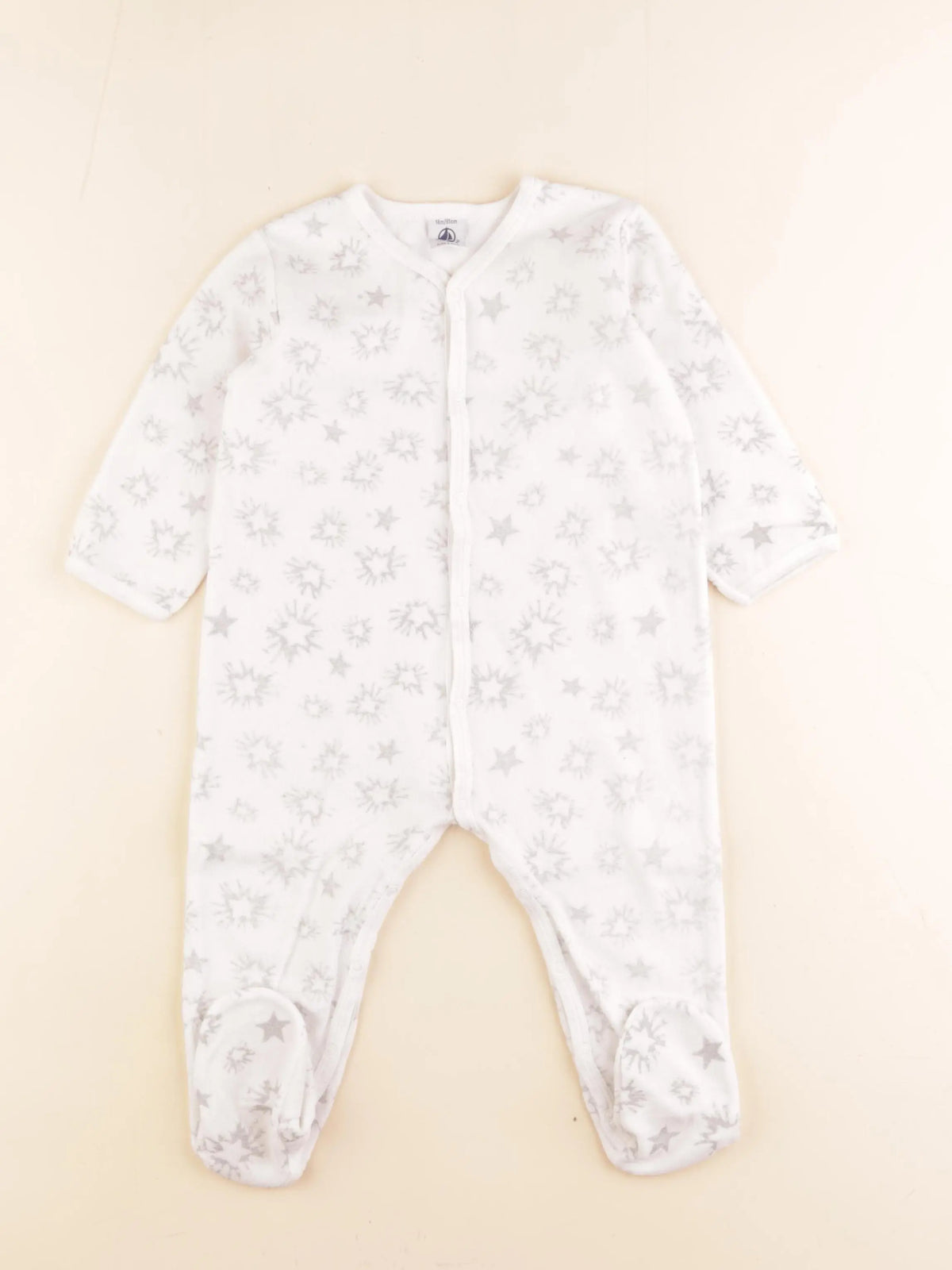 Petit Bateau - pyjama velours blanc, argent - 18 mois