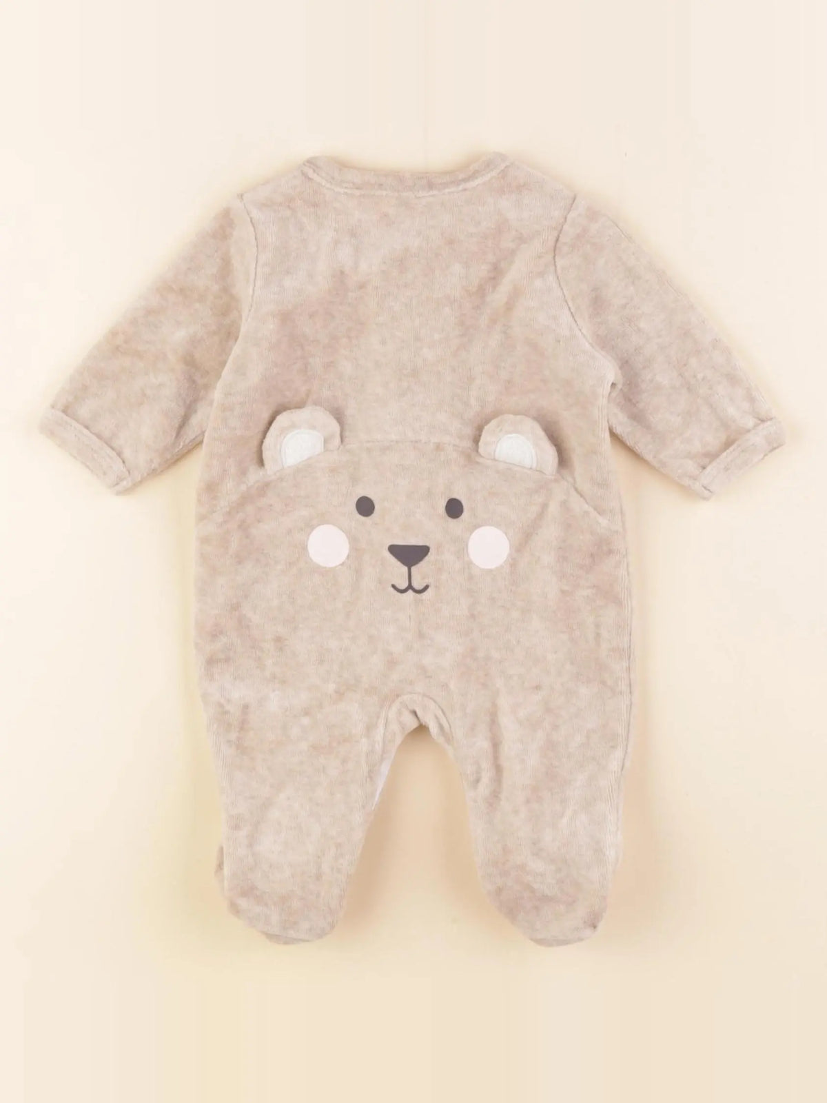 Vertbaudet - pyjama velours beige - 1 mois