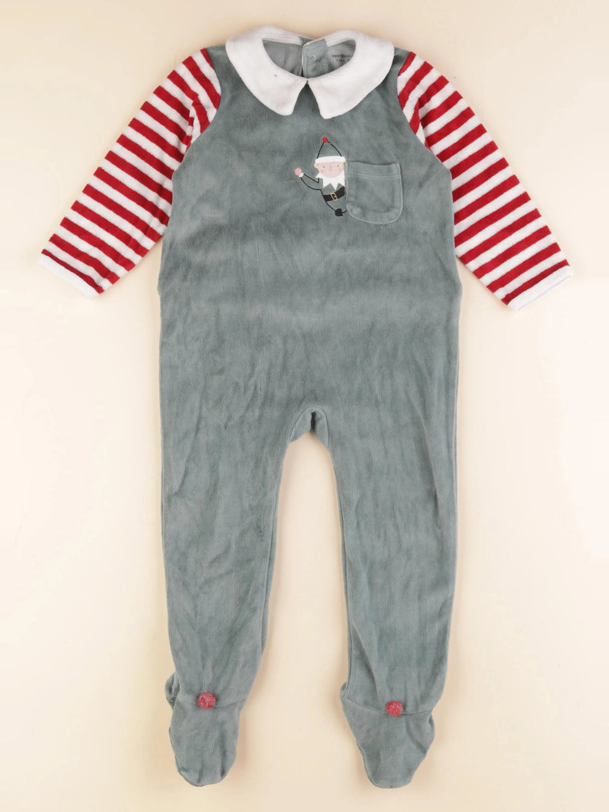 Vertbaudet - pyjama velours vert - 2 ans