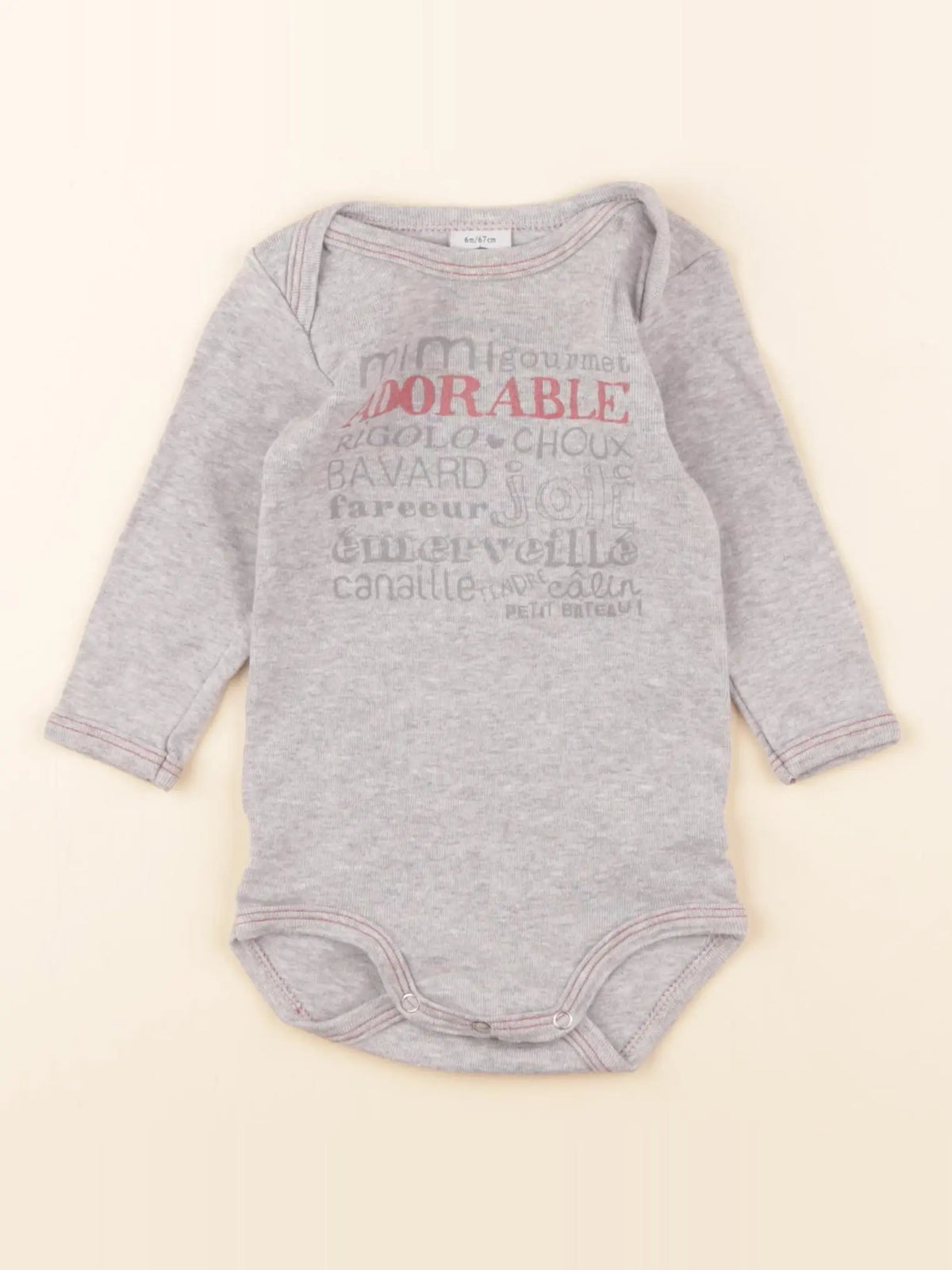Petit Bateau - body gris - 6 mois