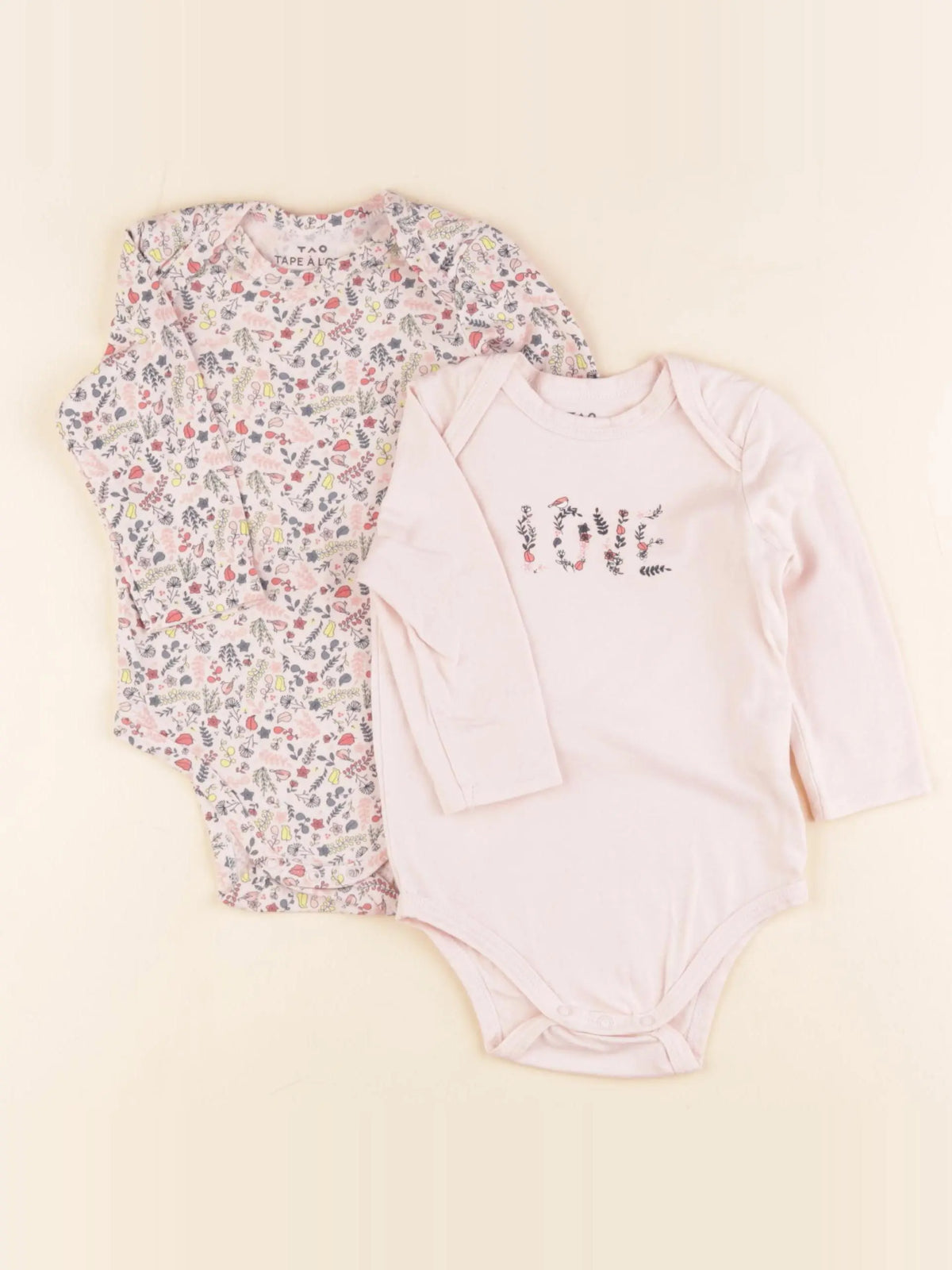 Tape à l'oeil - lot de 2 bodies en coton rose - 9 mois