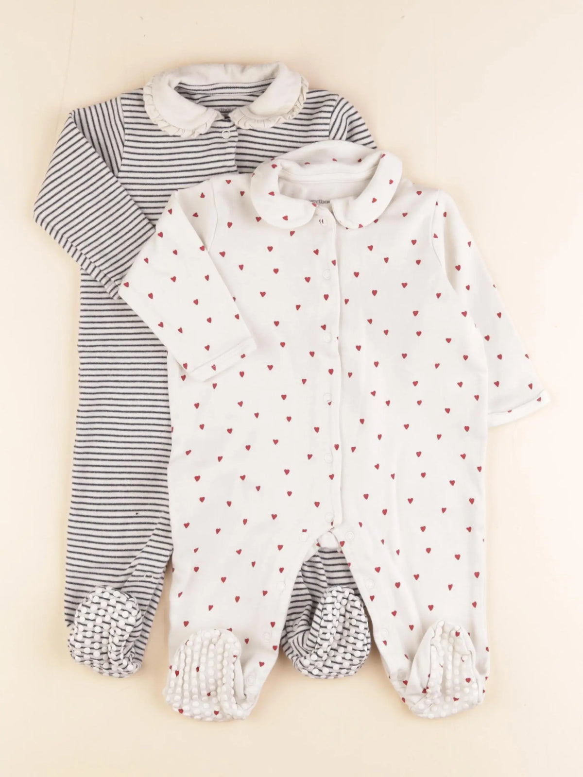 Vertbaudet - lot de 2 pyjamas coton beige - 9 mois