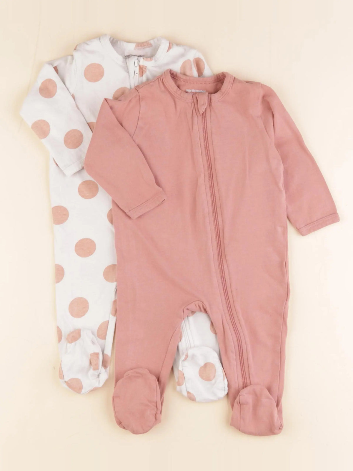 Vertbaudet - lot de 2 pyjamas coton rose, blanc - 6 mois
