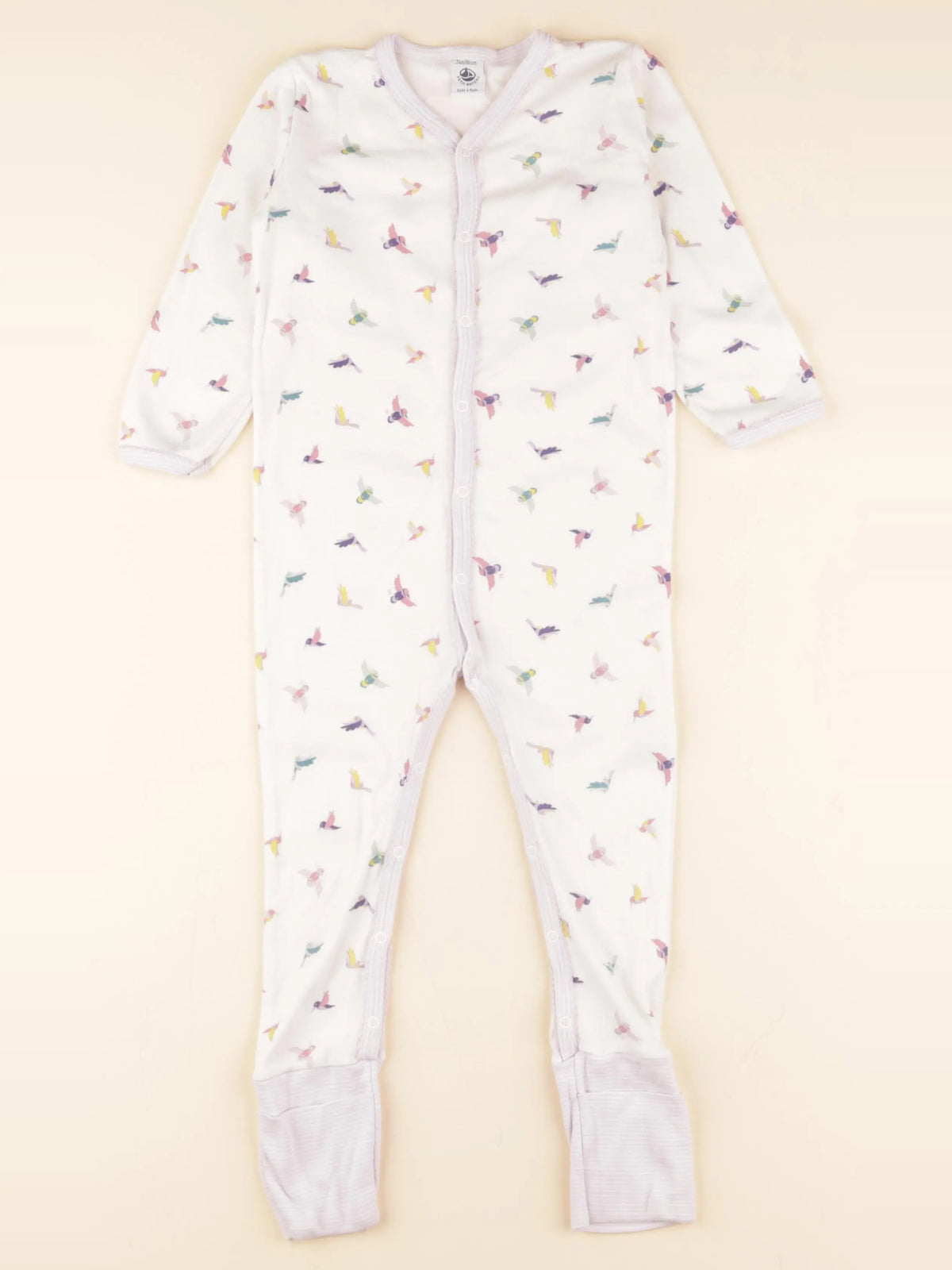 Petit Bateau - pyjama coton blanc, rose - 24 mois