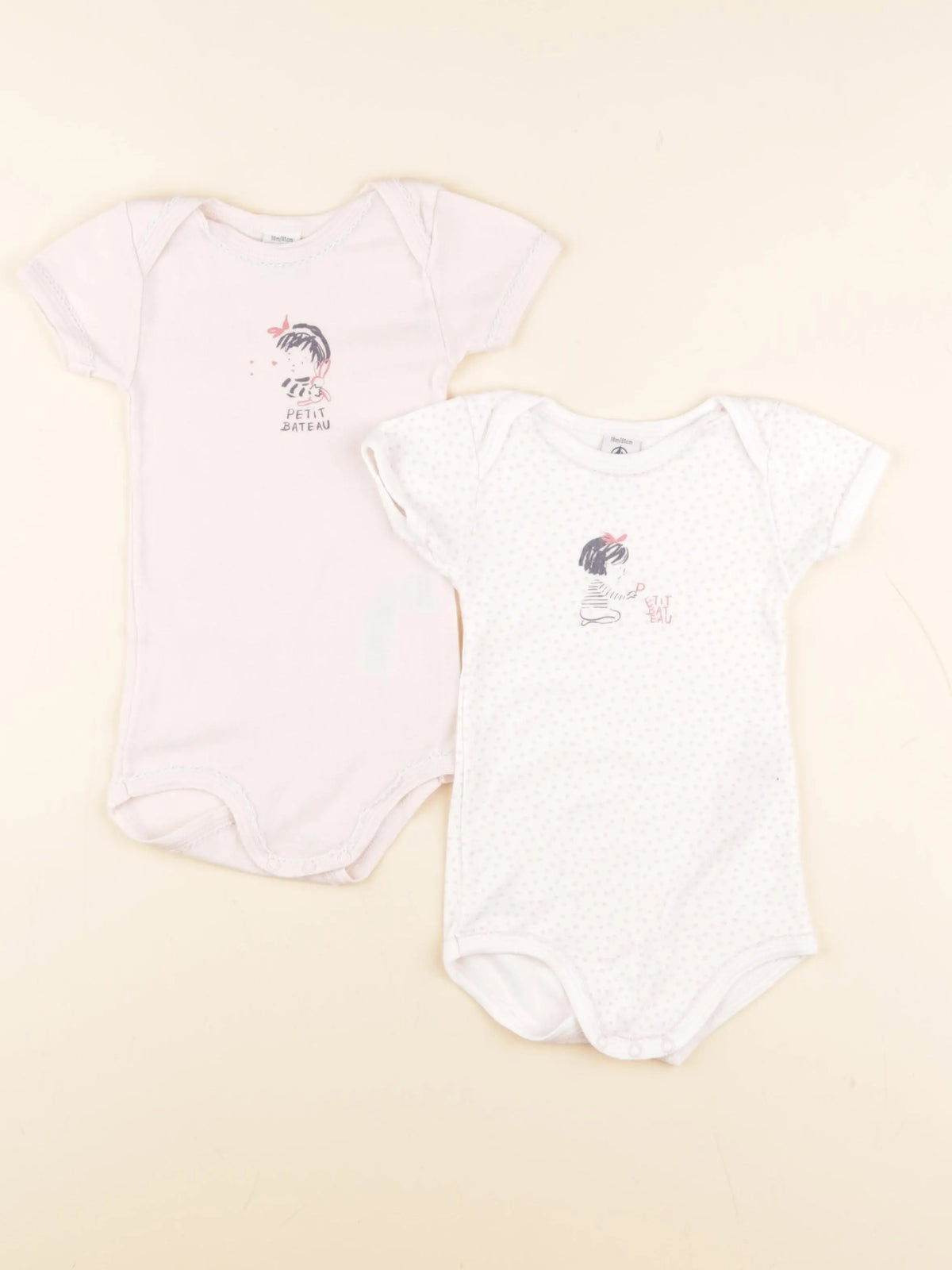 Petit Bateau - lot de 2 bodies en coton rose - 18 mois