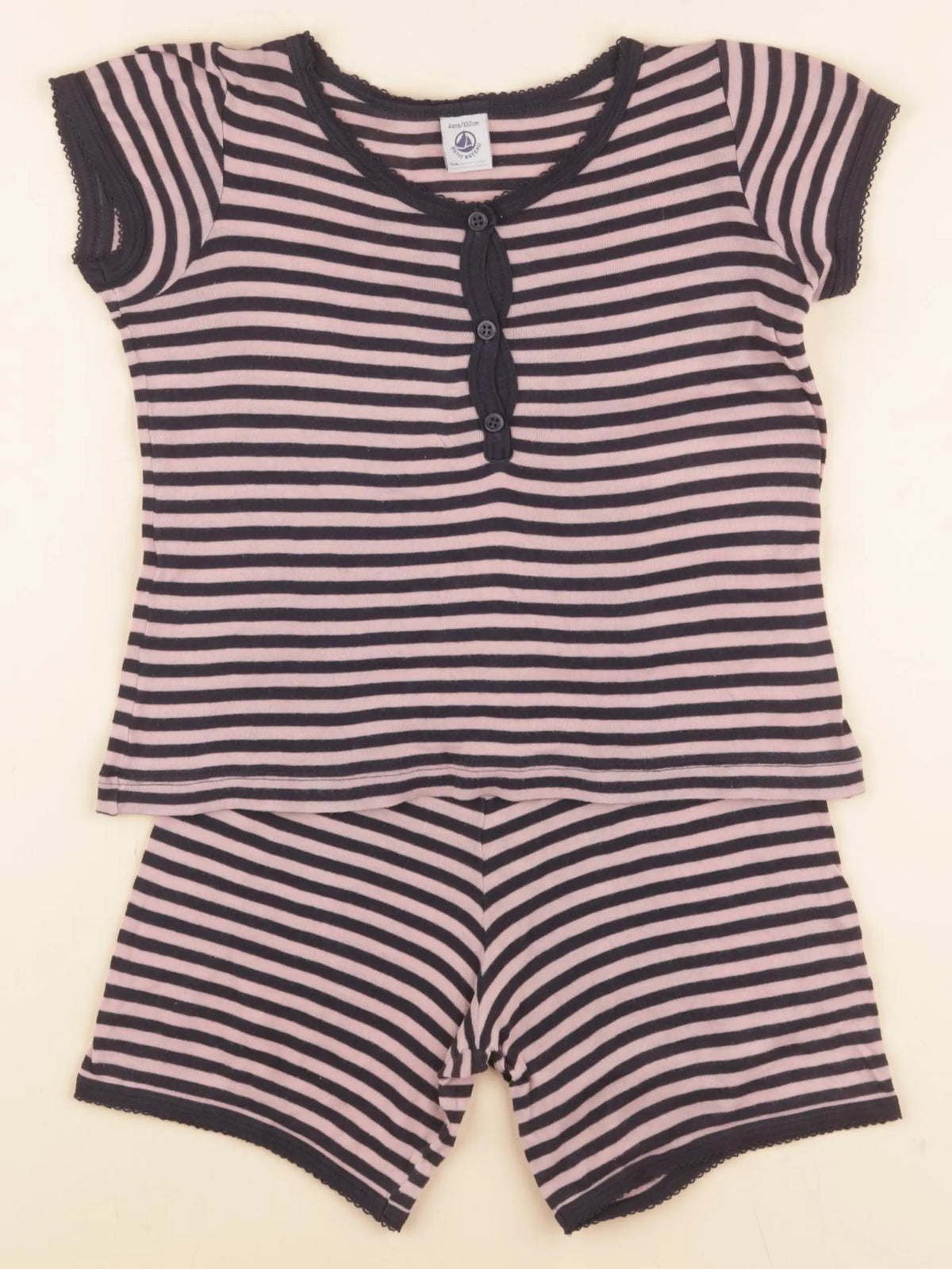 Petit Bateau - pyjama coton rose, bleu - 4 ans