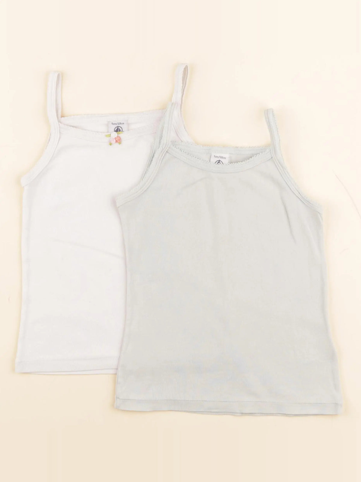 Petit Bateau - lot de 2 maillots de corps blanc, vert - 5 ans