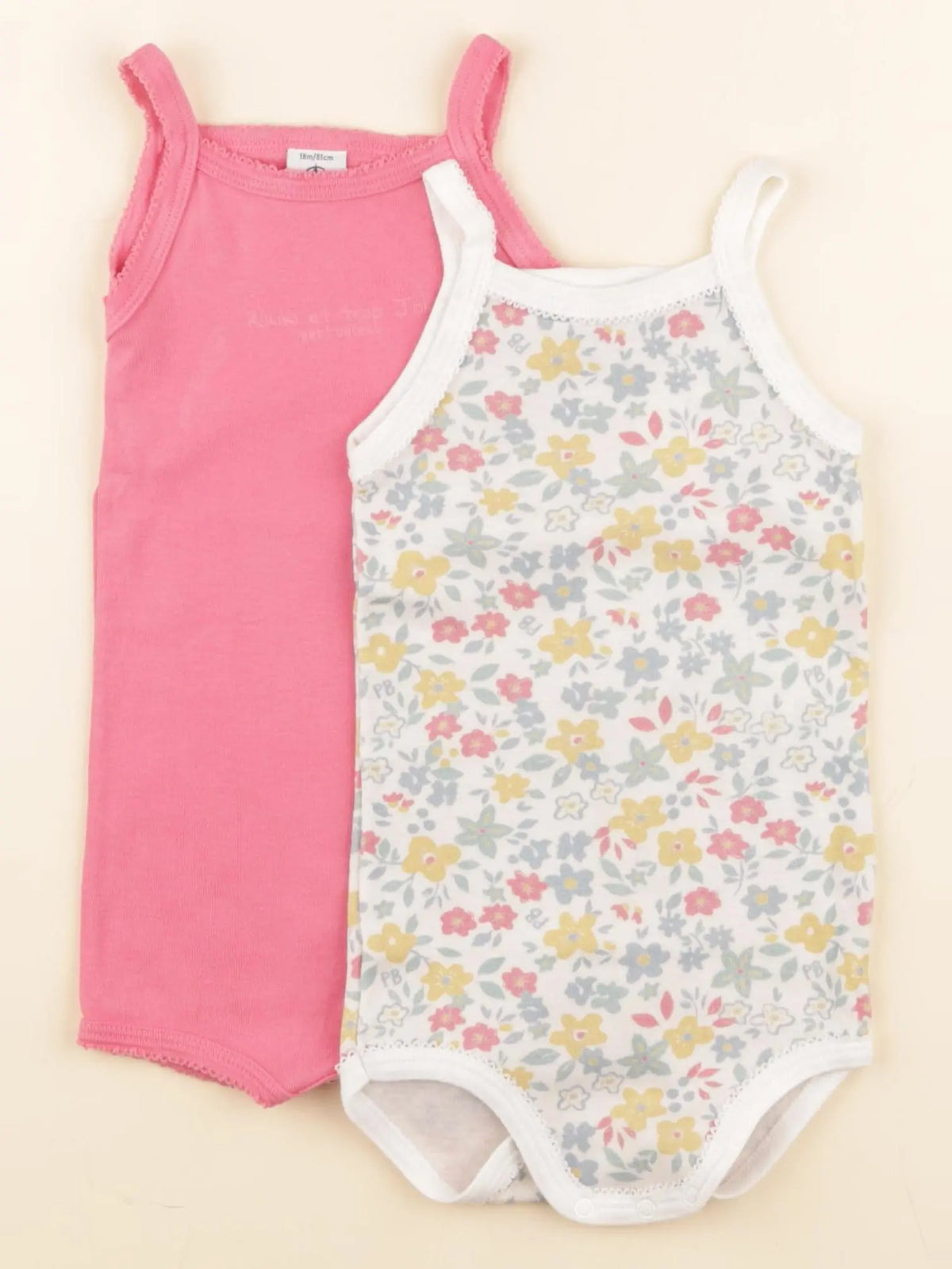 Petit Bateau - lot de 2 bodies en coton rose - 18 mois