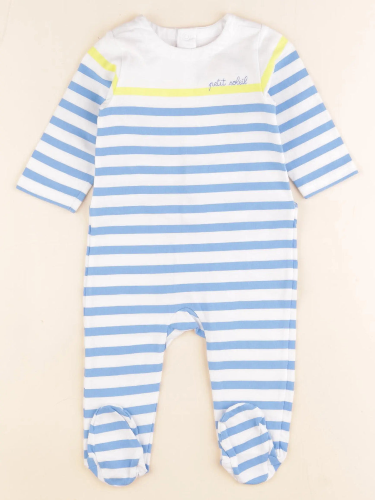 Jacadi - pyjama coton blanc, bleu - 6 mois