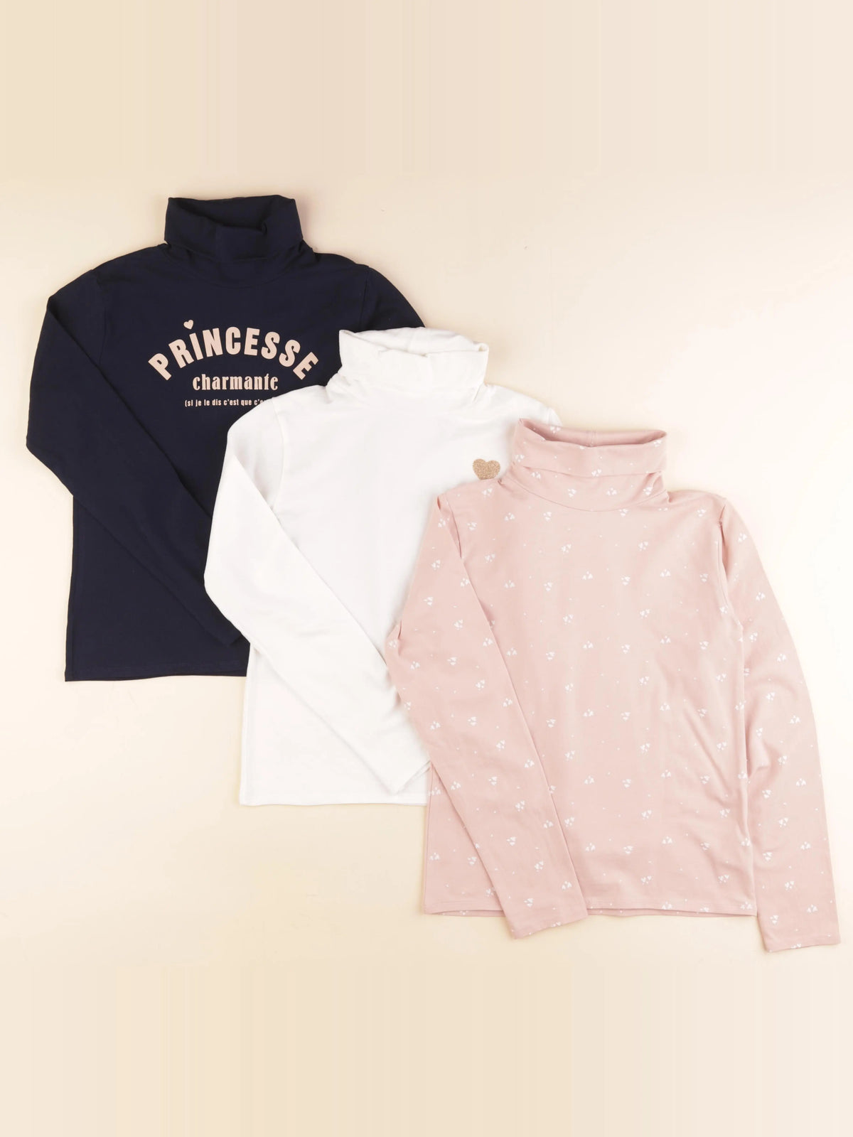 Vertbaudet - lot de 3 sous-pulls multicolore - 10 ans