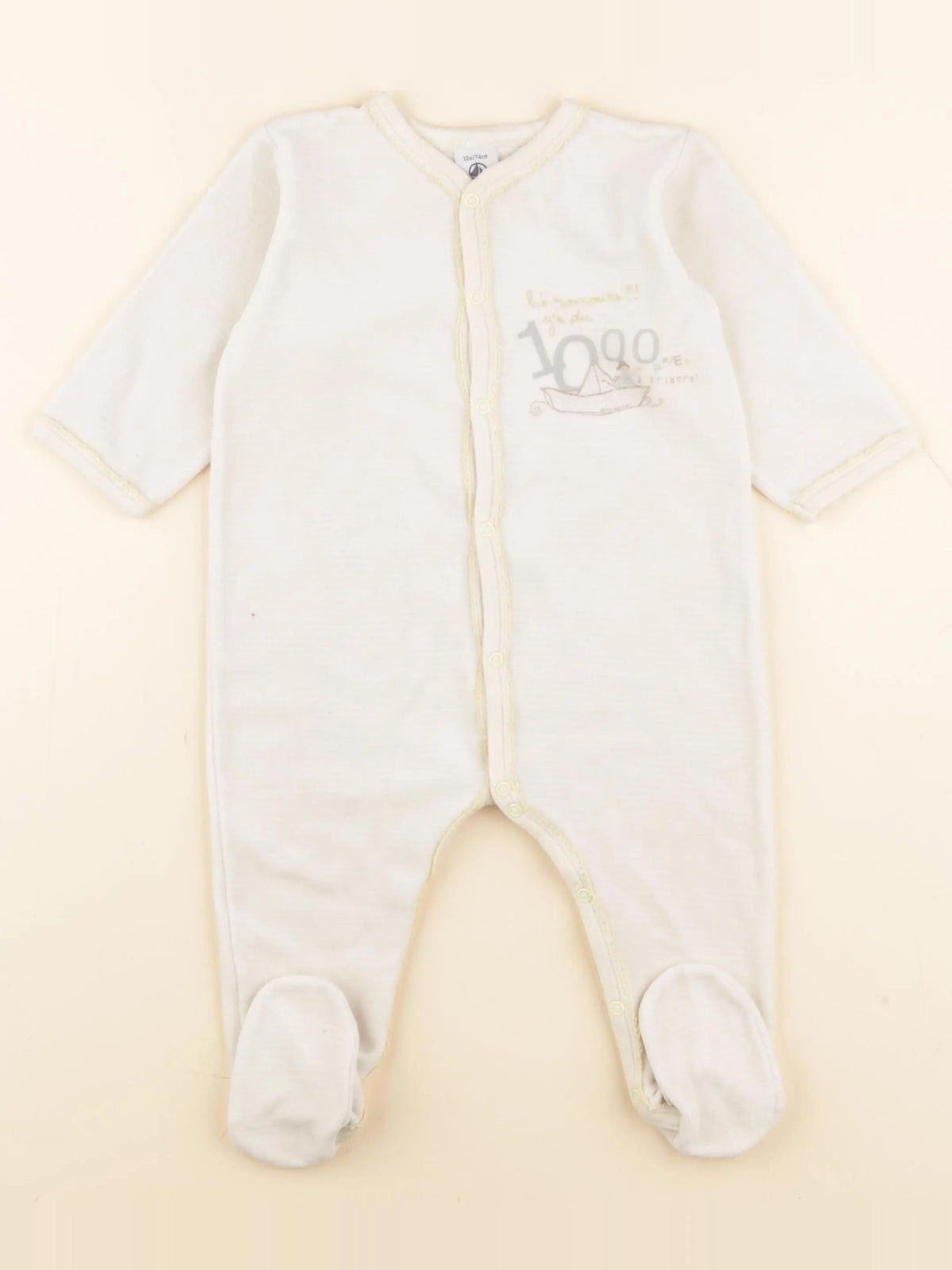 Petit Bateau - pyjama velours jaune - 12 mois