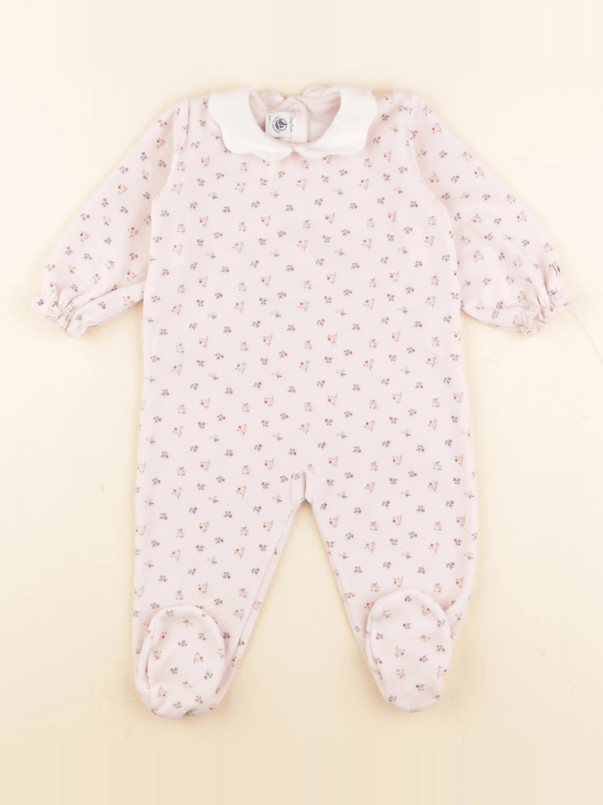 Petit Bateau - pyjama velours rose - 12 mois