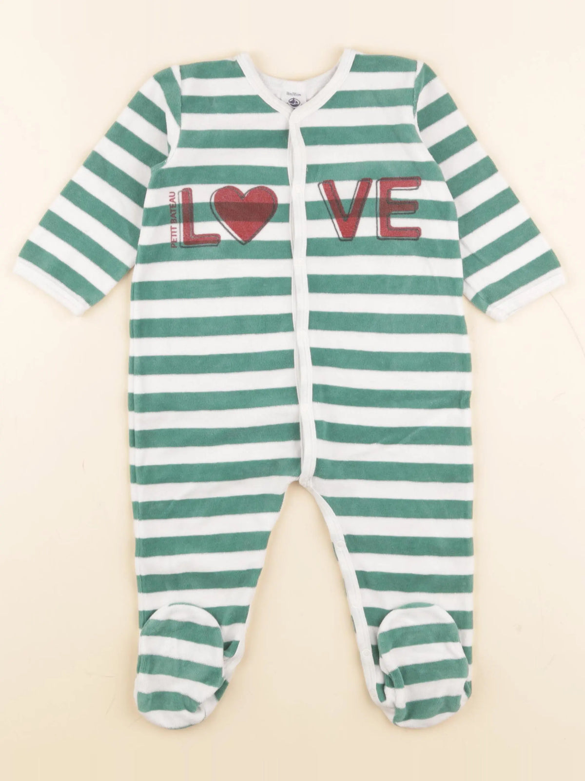 Petit Bateau - pyjama velours vert - 18 mois