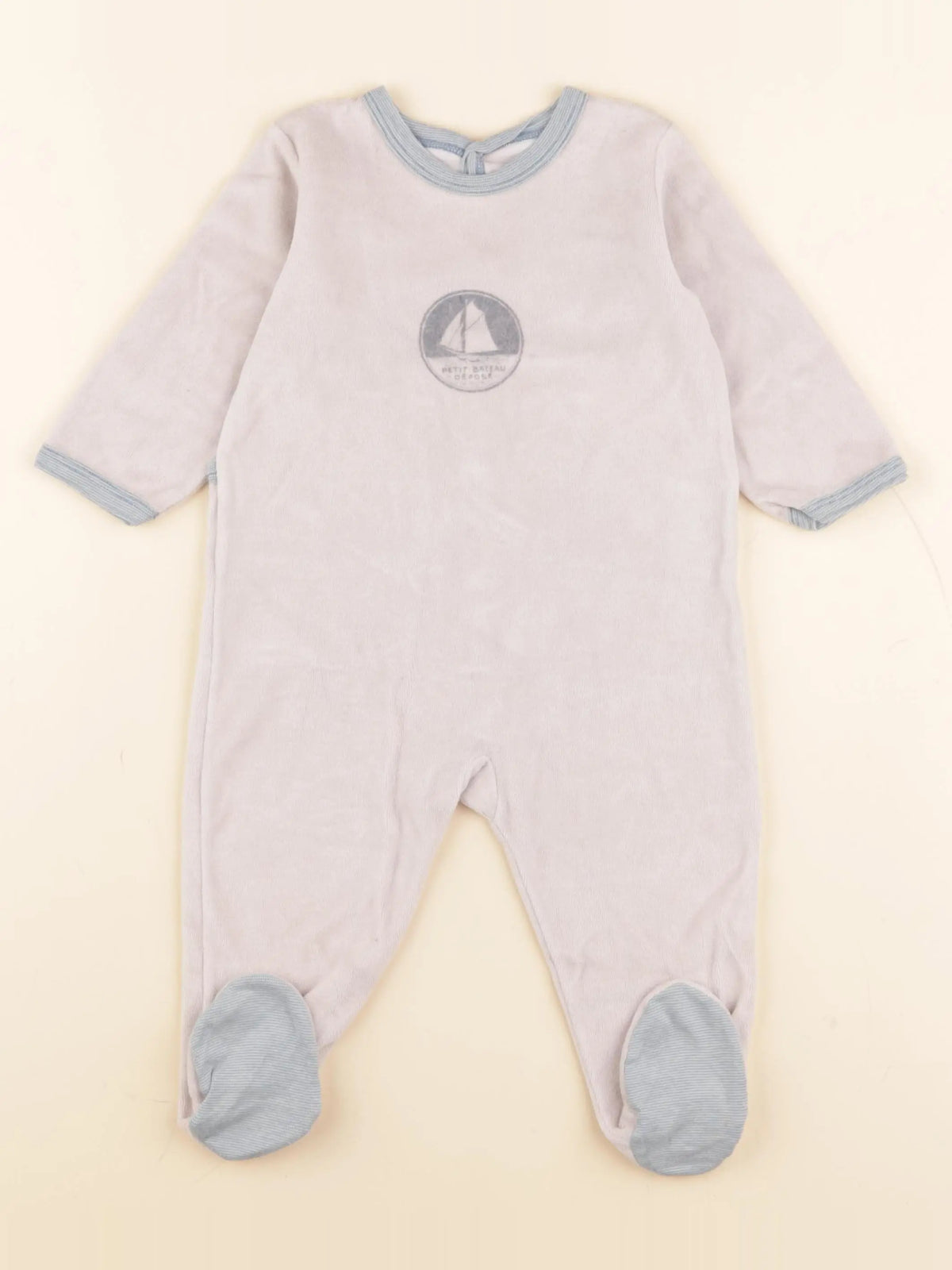 Petit Bateau - pyjama velours gris - 12 mois