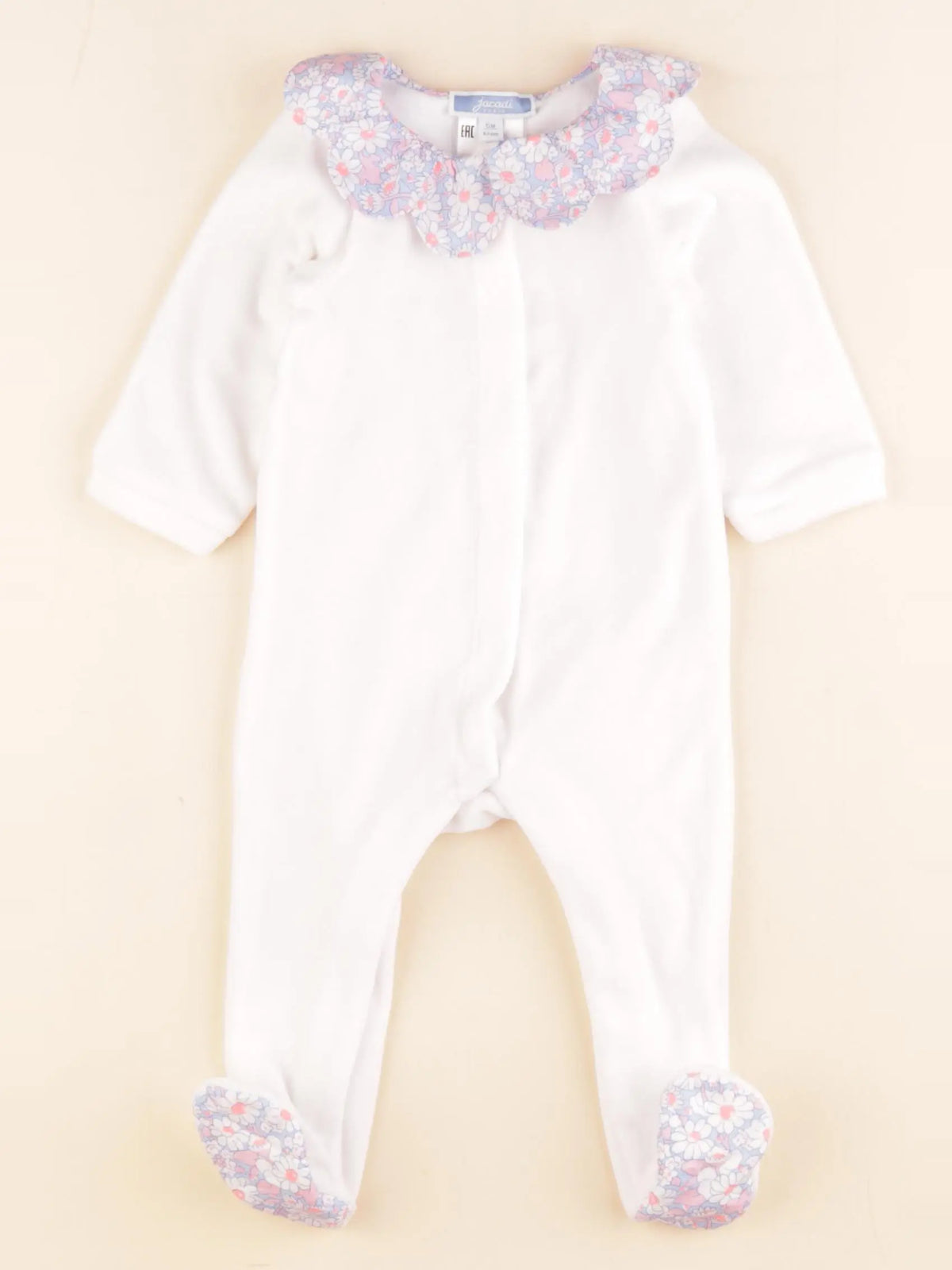 Jacadi - pyjama liberty velours blanc - 6 mois