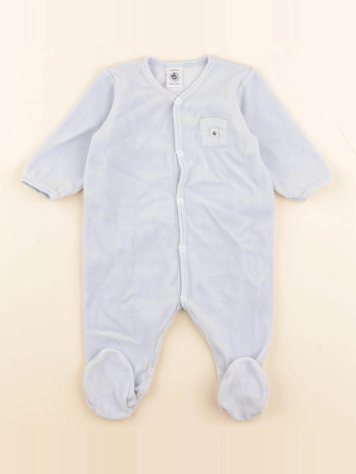 Petit Bateau - pyjama velours bleu - 6 mois