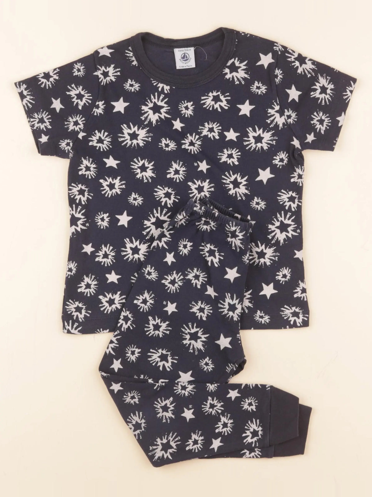 Petit Bateau - pyjama coton bleu - 4 ans