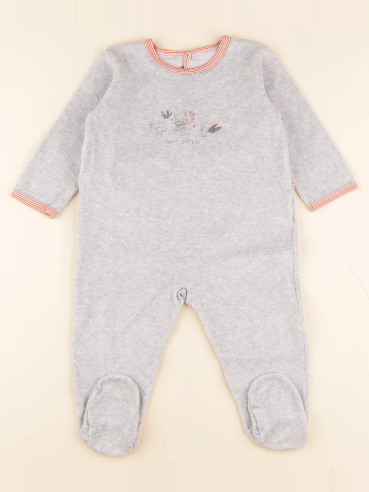 Petit Bateau - pyjama velours gris - 18 mois