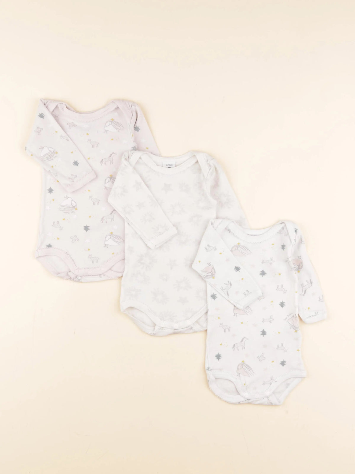 Petit Bateau - lot de 3 bodies en coton blanc - 3 mois