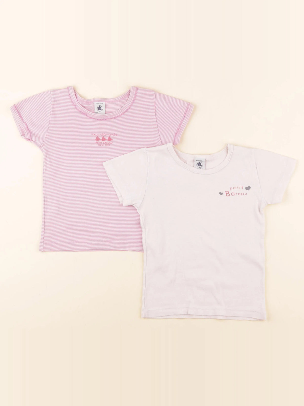 Petit Bateau - lot de 2 maillots de corps rose - 4 ans