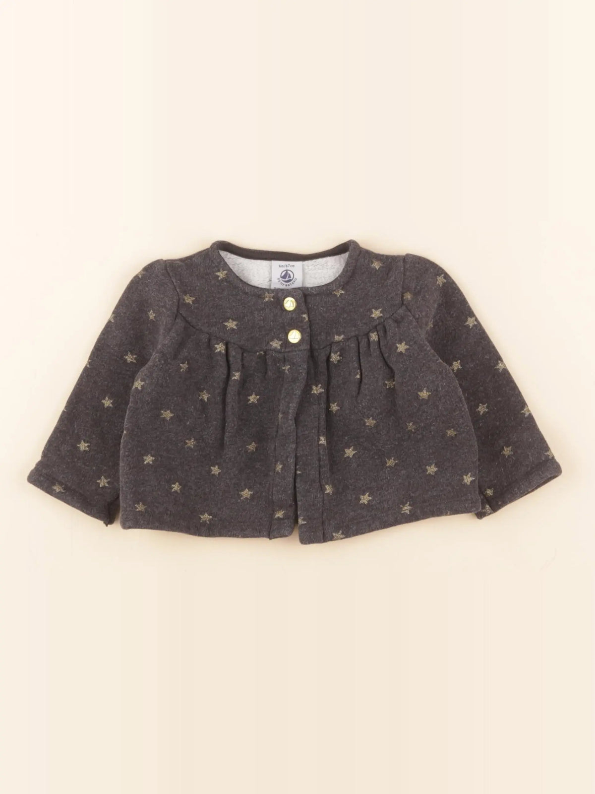 Petit Bateau - gilet gris, or - 6 mois