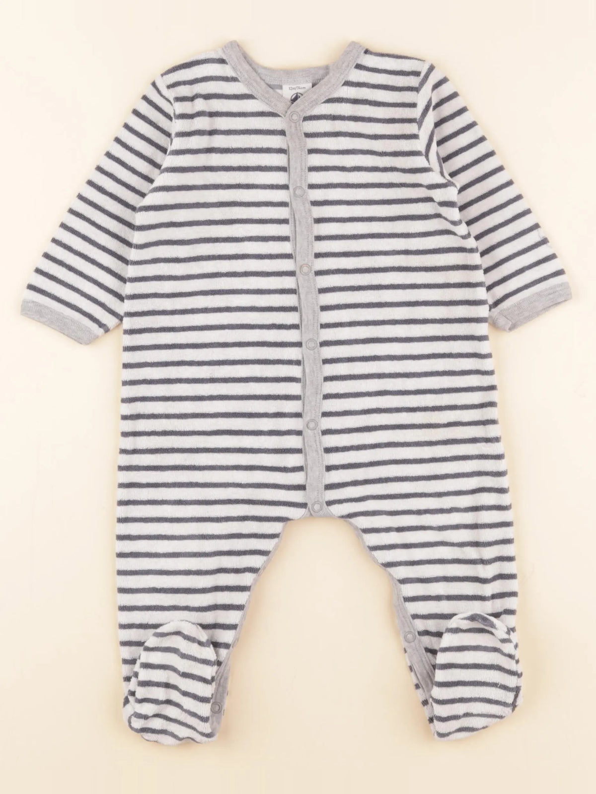 Petit Bateau - pyjama coton gris - 12 mois