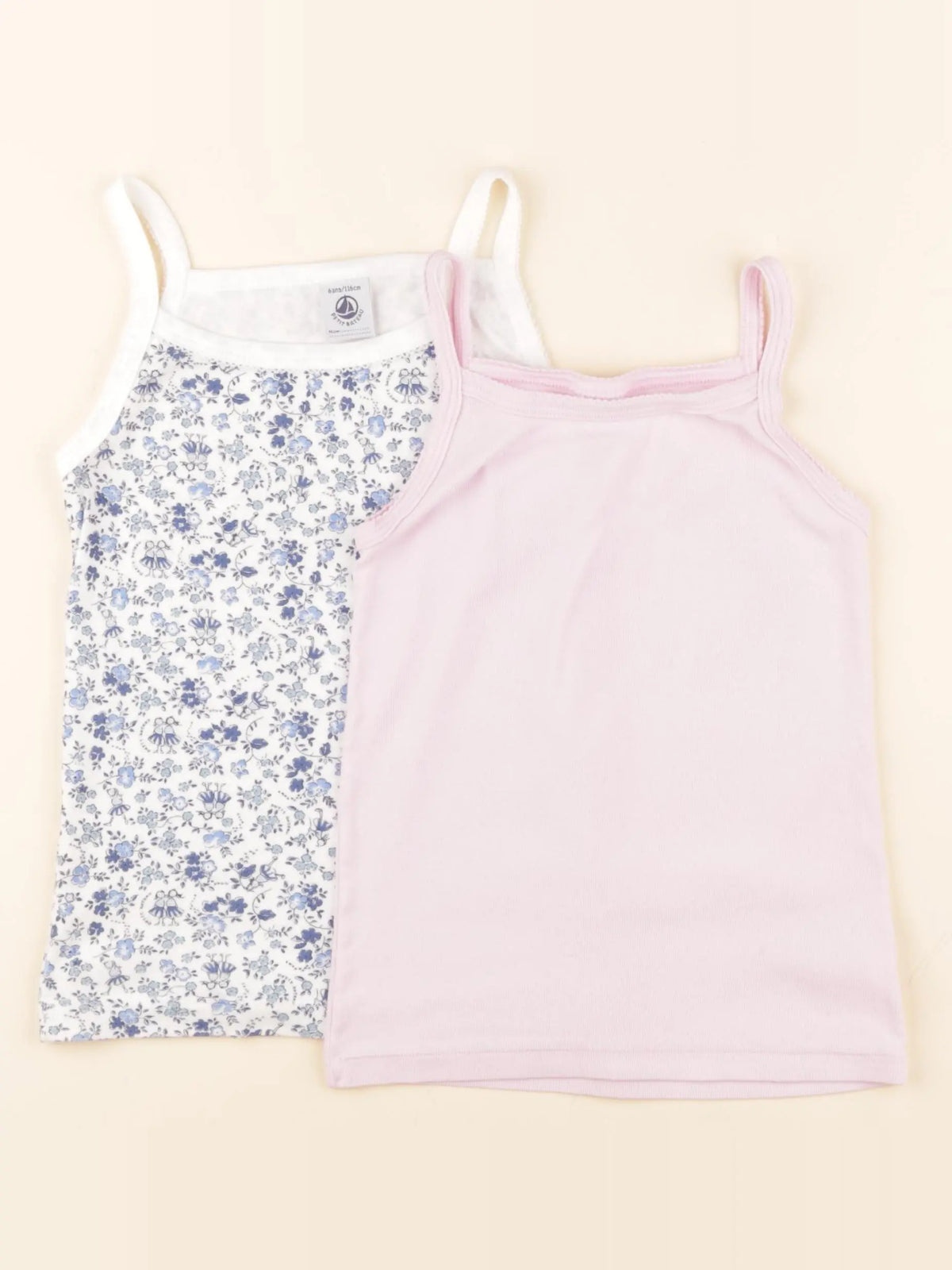Petit Bateau - lot de 2 maillots de corps blanc, rose - 6 ans