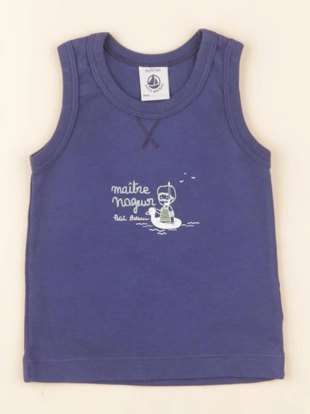 Petit Bateau - débardeur bleu - 6 mois