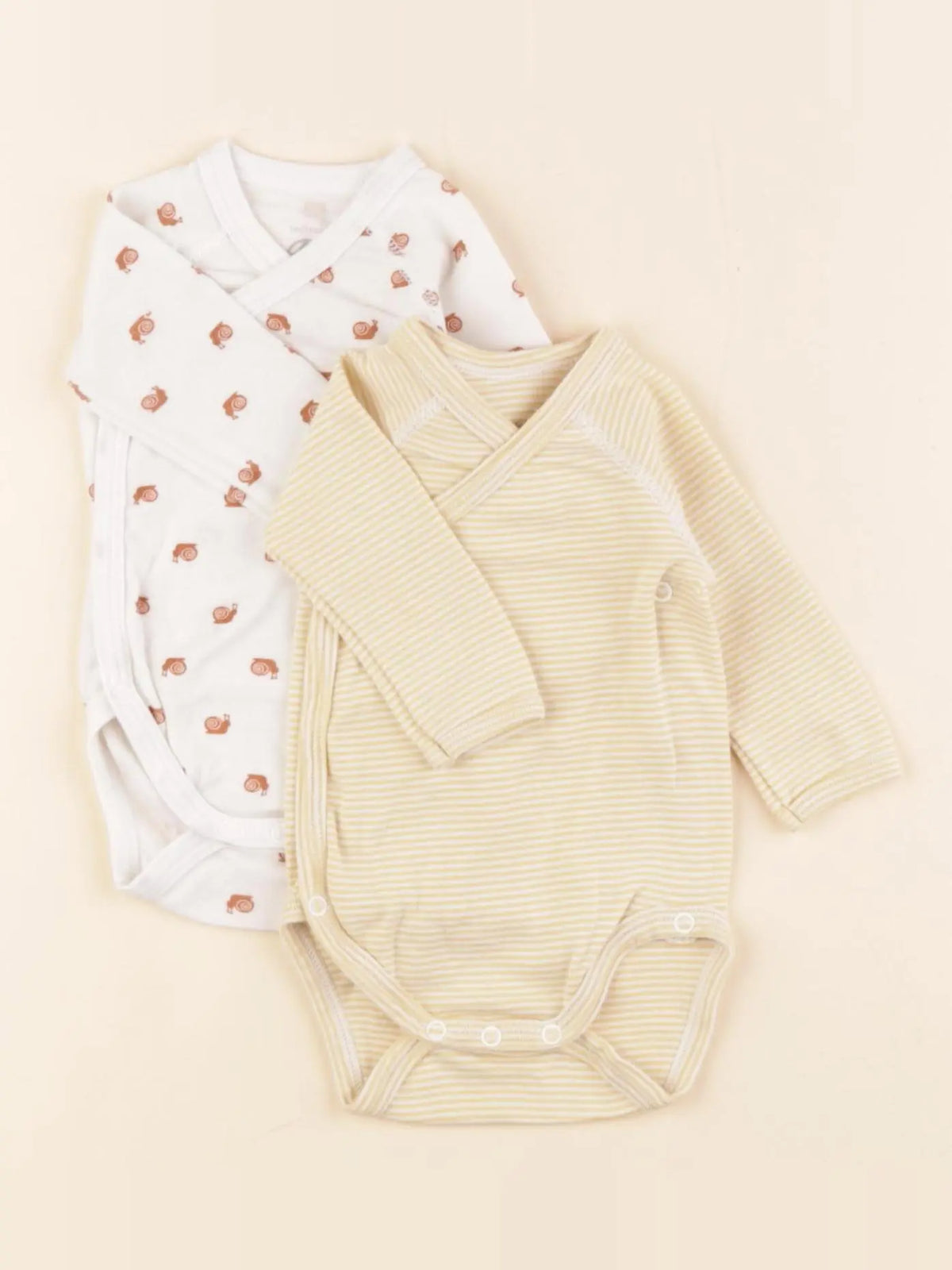 Petit Bateau - lot de 2 bodies en coton jaune, blanc - 1 mois
