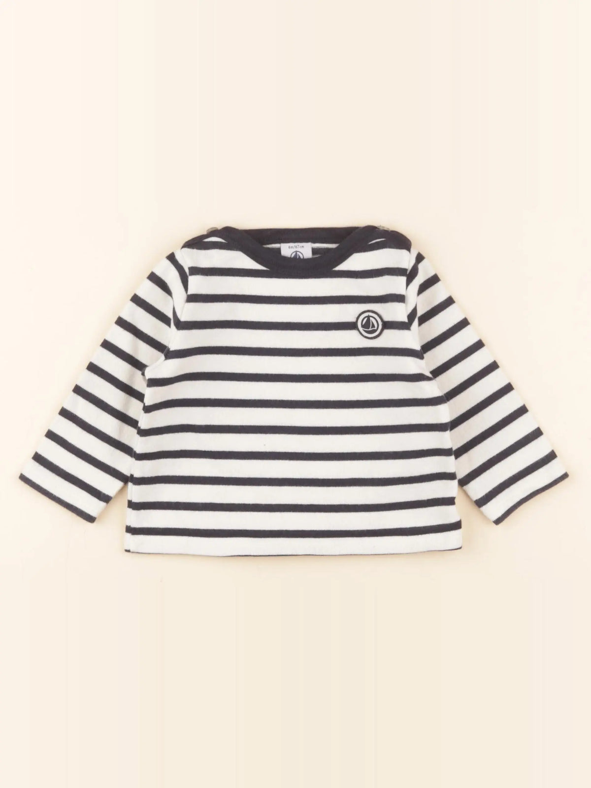 Petit Bateau - tee-shirt beige, bleu - 6 mois