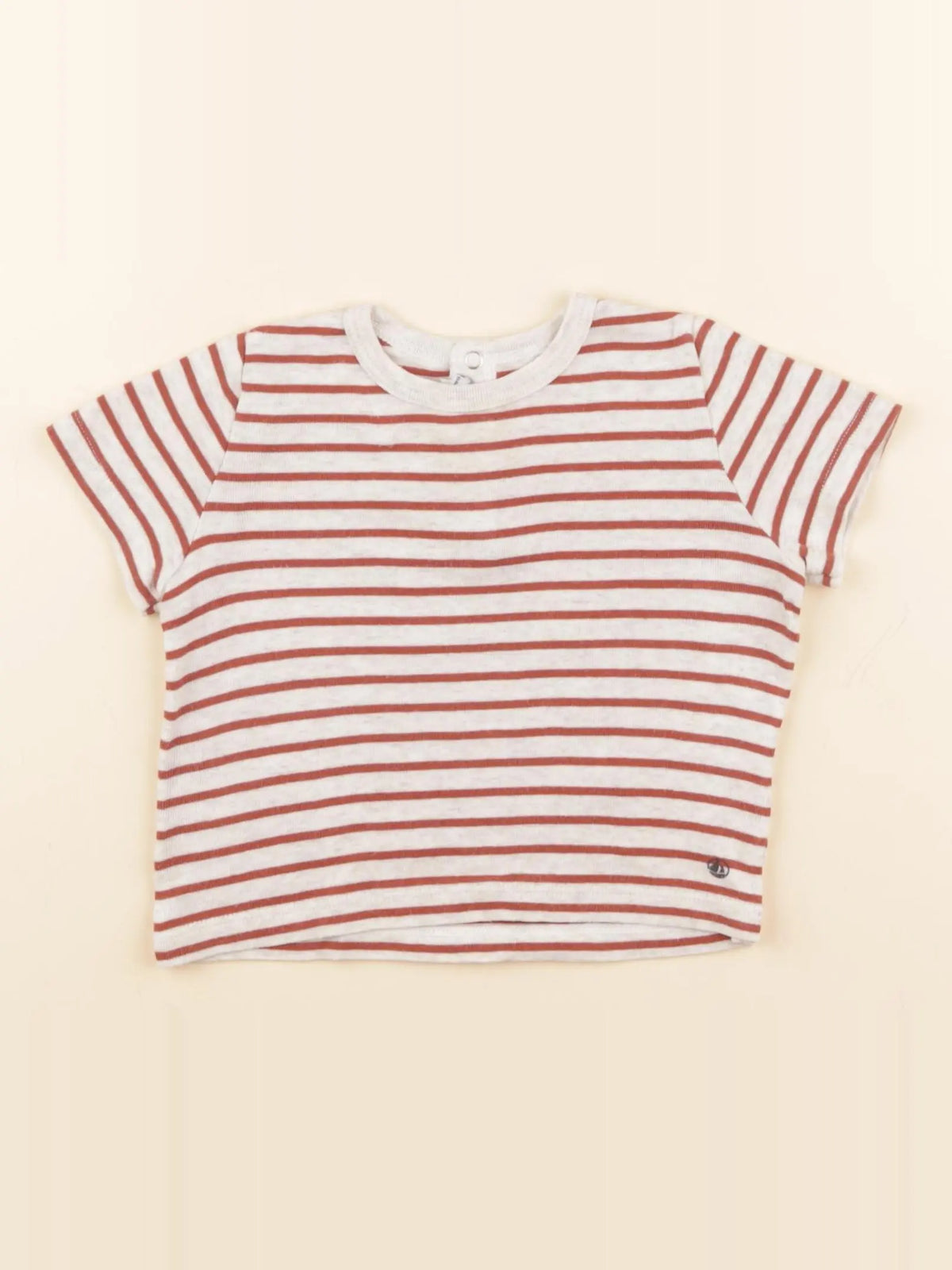 Petit Bateau - tee-shirt beige, rouge - 12 mois