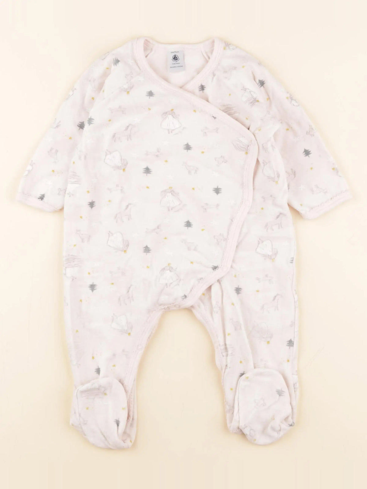 Petit Bateau - pyjama velours rose - 12 mois